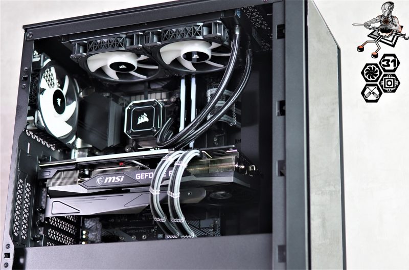 Montage client effectué avec le configurateur PC Hadware31 dans un Corsair iCue 4000X