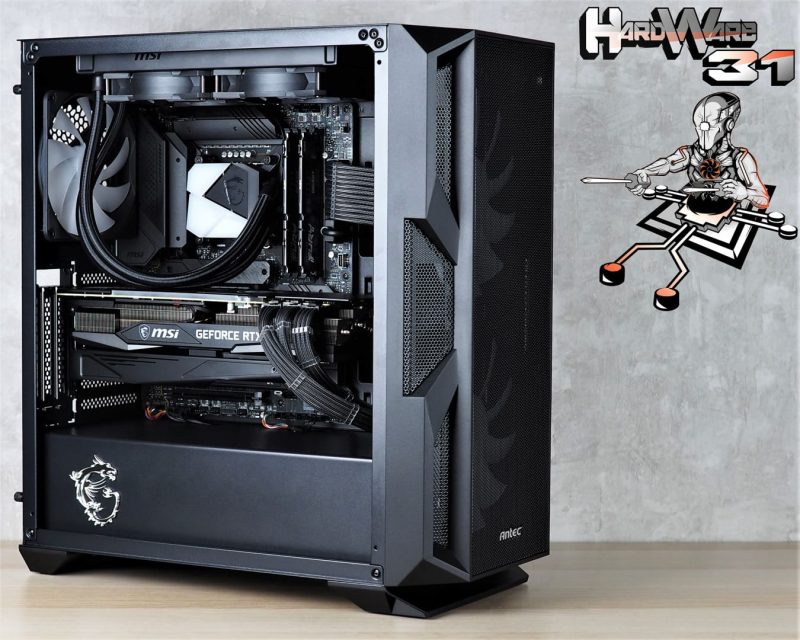 Montage client effectué avec le configurateur PC Hadware31 dans un ANTEC NX800