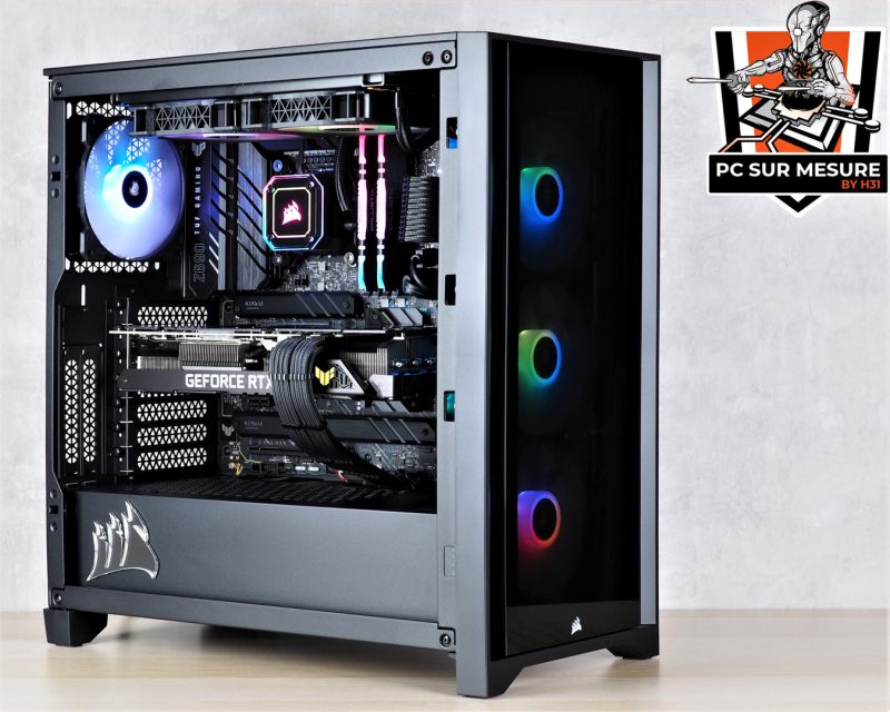 Montage client effectué avec le configurateur PC Hadware31 dans un CORSAIR iCUE 4000X