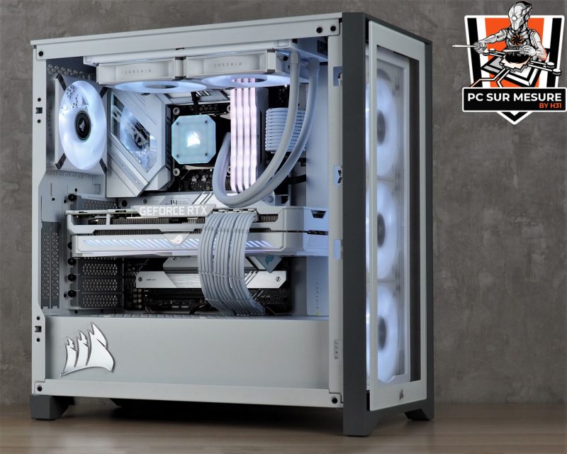 Montage client effectué avec le configurateur PC Hadware31 dans un CORSAIR iCUE 4000X