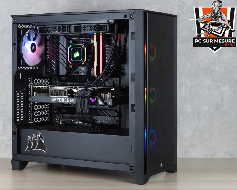 Montage client effectué avec le configurateur PC Hadware31 dans un CORSAIR iCUE 4000X