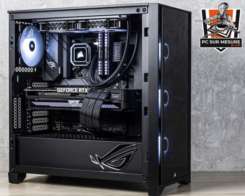 Montage client effectué avec le configurateur PC Hadware31 dans un CORSAIR iCUE 4000X