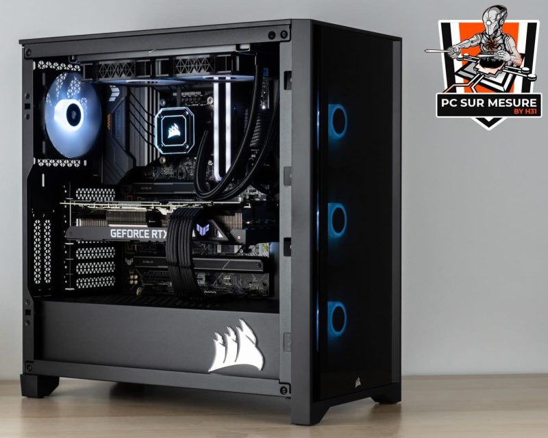 Montage client effectué avec le configurateur PC Hadware31 dans un CORSAIR iCUE 4000X