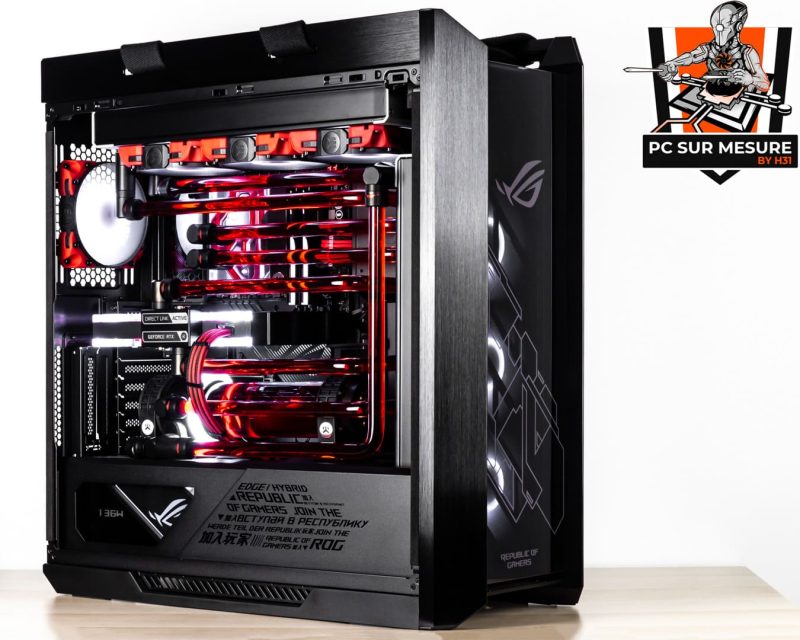 Montage dans un ASUS ROG Strix Helios d'un PC sur mesure client effectué avec le configurateur PC Hadware31