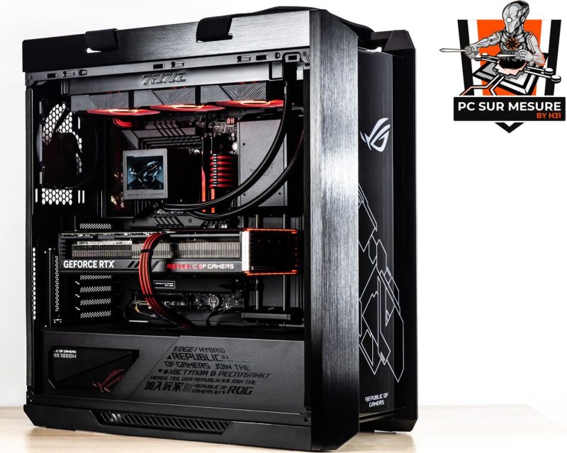 Montage dans un ASUS ROG Strix Helios d'un PC sur mesure client effectué avec le configurateur PC Hadware31
