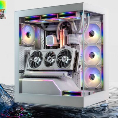 PC aquarium Silurus en Full white et TEUCER de la gamme H31 Top Budget monté dans PHANTEKS NV5