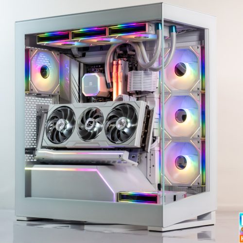 PC aquarium Silurus en full white de la gamme H31 Top Budget monté dans PHANTEKS NV5